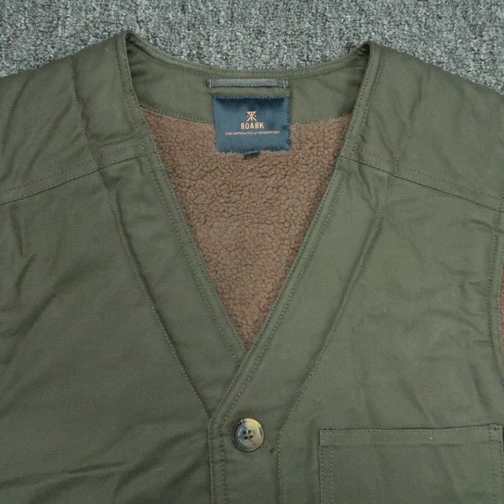 Roark Revival Vest Men Medium Gerrys Sherpa Fleece Lined Waxed Button Pockets - Picture 2 of 8